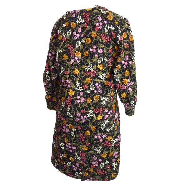 Zara Black Floral V Neck Shift Boho Dress M - Picture 4 of 6